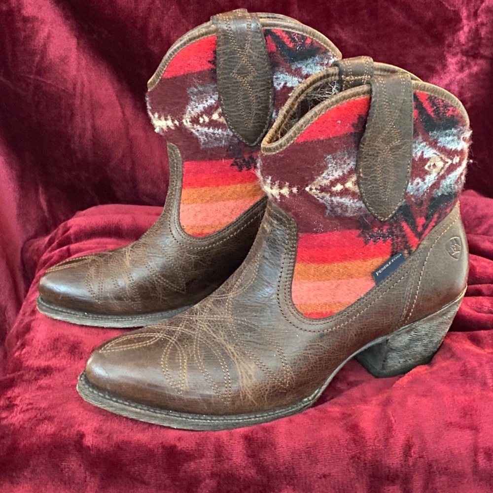 ARIAT BOWN LEATHER PENDLETON ATS ANKLE BOOTS 8.5